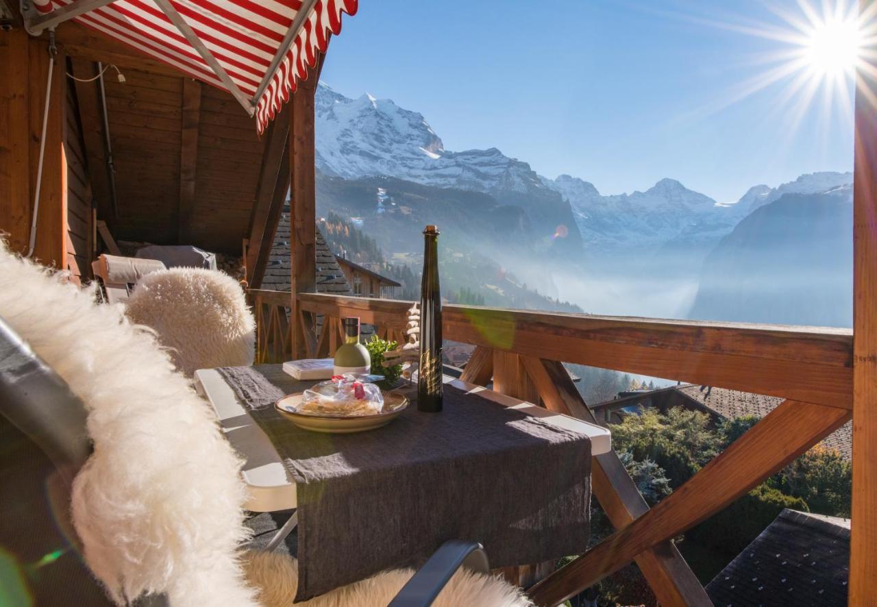 Chalet Rose Penthouse Wengen Extérieur photo